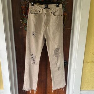 BDG Light Tan Distressed Straight Leg Jeans
